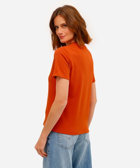 camiseta classic feminina de algodão peruano interlock laranja
