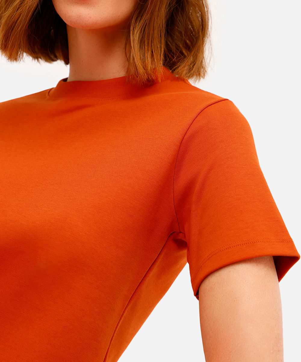 camiseta classic feminina de algodão peruano interlock laranja