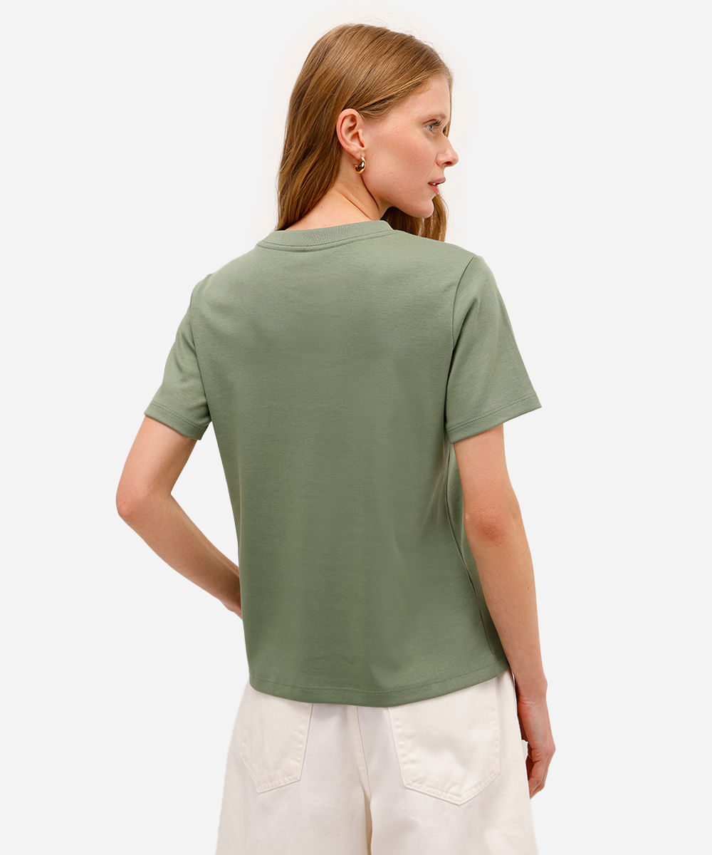 camiseta classic feminina de algodão peruano interlock verde