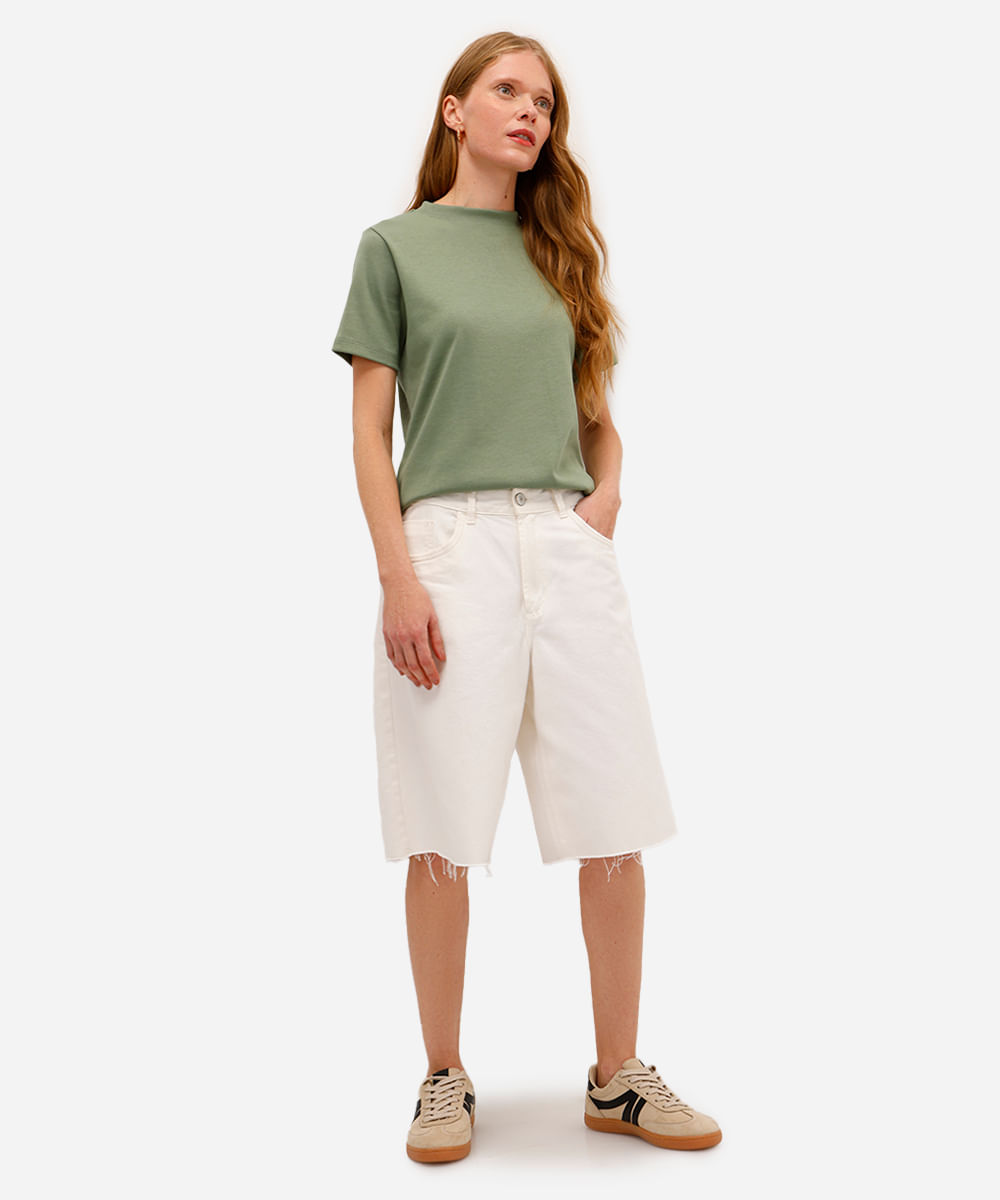 camiseta classic feminina de algodão peruano interlock verde