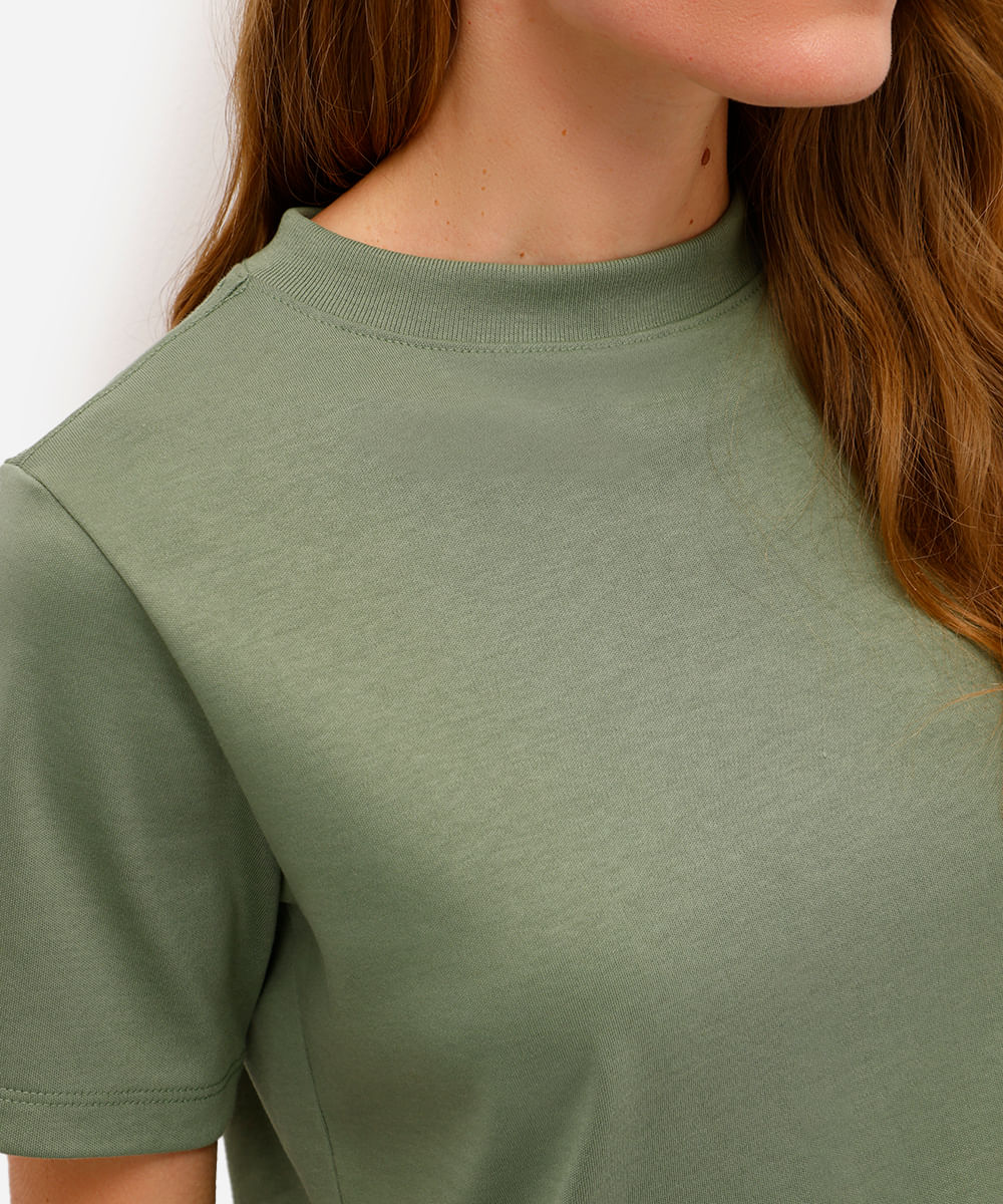 camiseta classic feminina de algodão peruano interlock verde