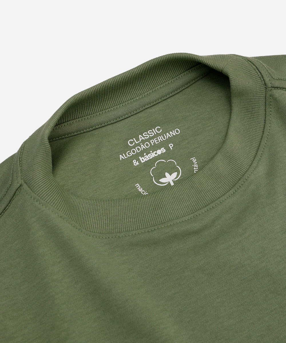 camiseta classic feminina de algodão peruano interlock verde