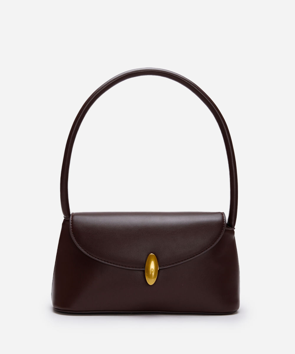 bolsa shoulder estruturada marrom