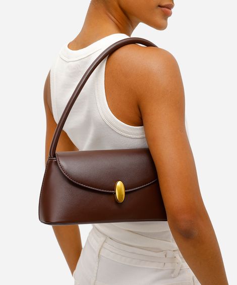 bolsa shoulder estruturada marrom