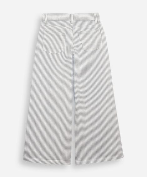 calça wide leg infantil de sarja listrada off white