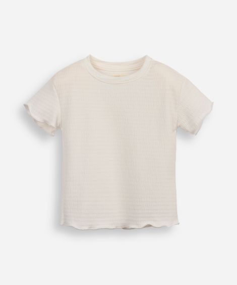 blusa infantil texturizada com frufru off white
