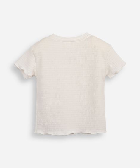 blusa infantil texturizada com frufru off white