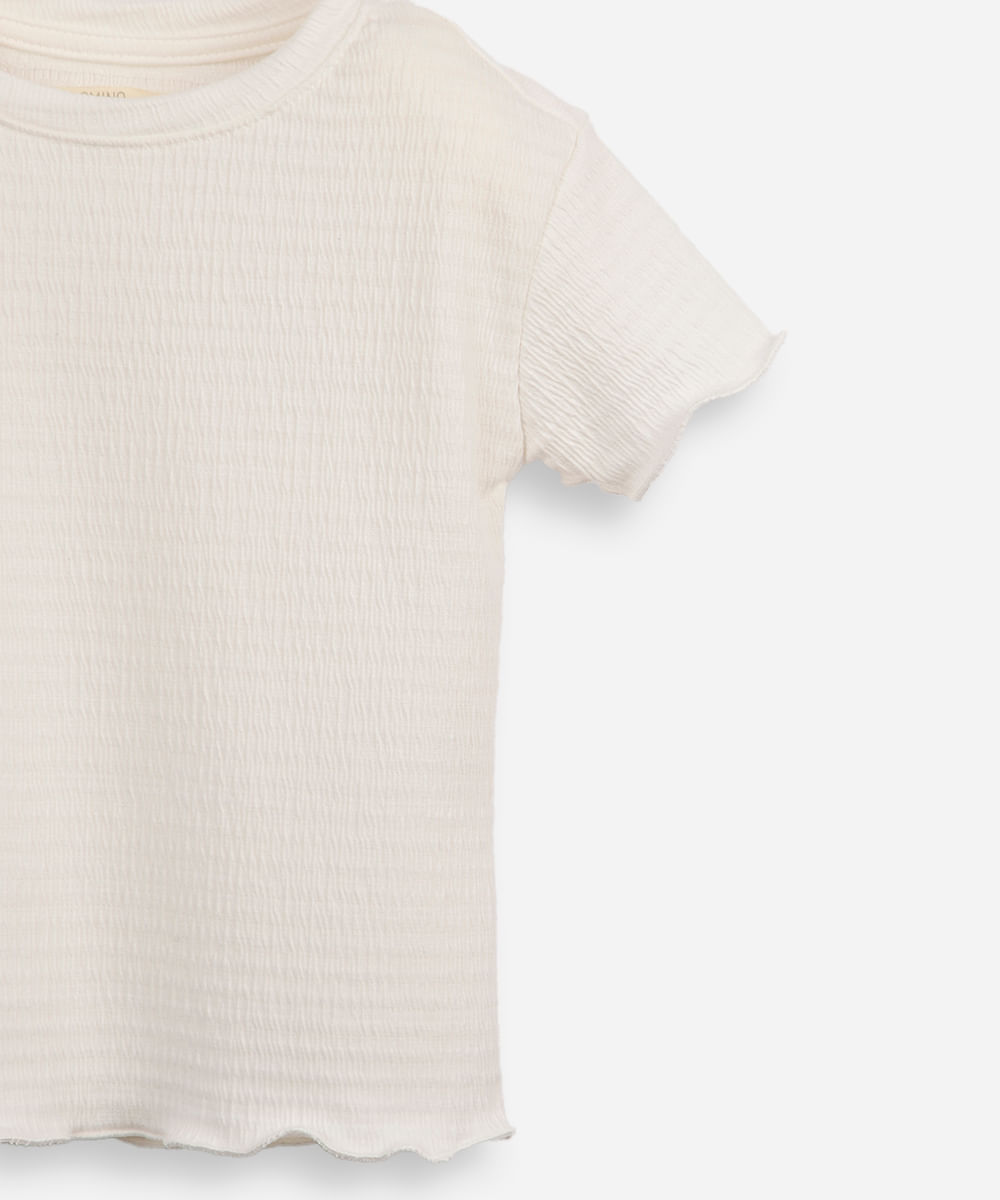 blusa infantil texturizada com frufru off white