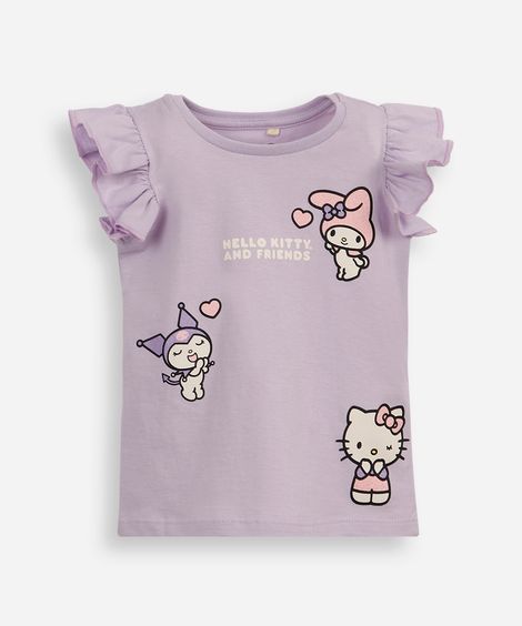 blusa infantil de algodão hello kitty lilás