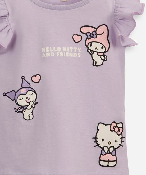 blusa infantil de algodão hello kitty lilás