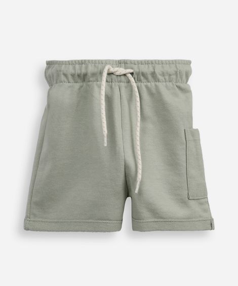 bermuda de moletinho com cordão e bolso verde
