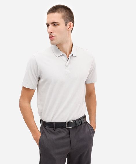 polo comfort masculina manga curta cinza