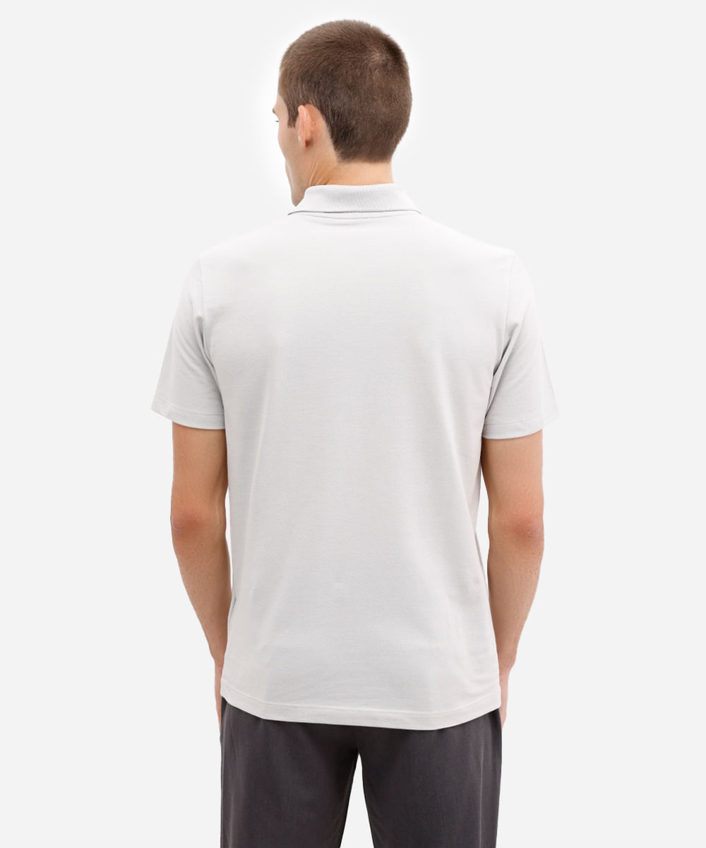 polo comfort masculina manga curta cinza