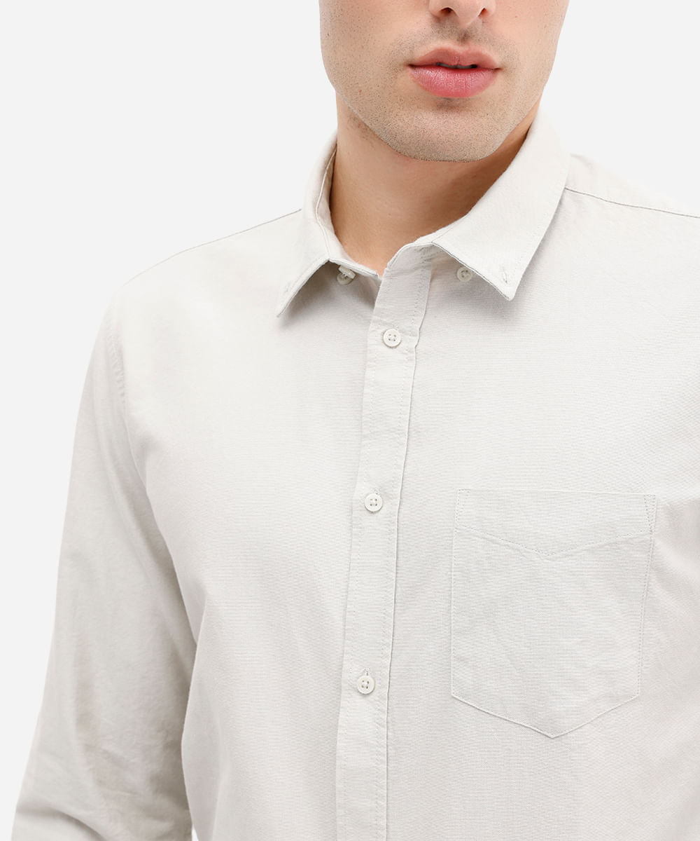 camisa de algodão comfort manga longa verde