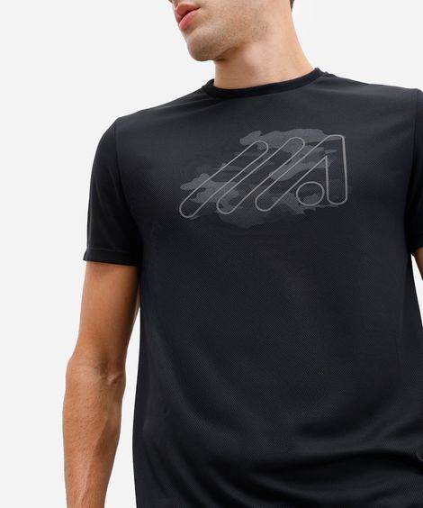 camiseta masculina esportiva camuflada preta