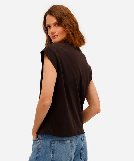 blusa muscle tee feminina de algodão peruano interlock marrom