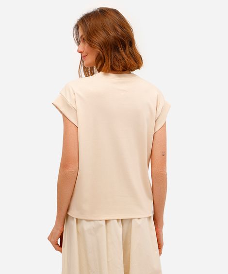 blusa muscle tee feminina de algodão peruano interlock bege