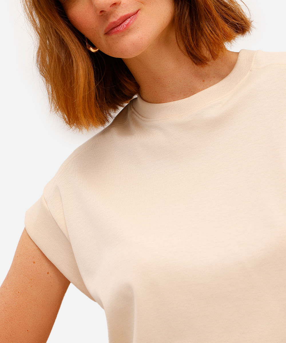 blusa muscle tee feminina de algodão peruano interlock bege