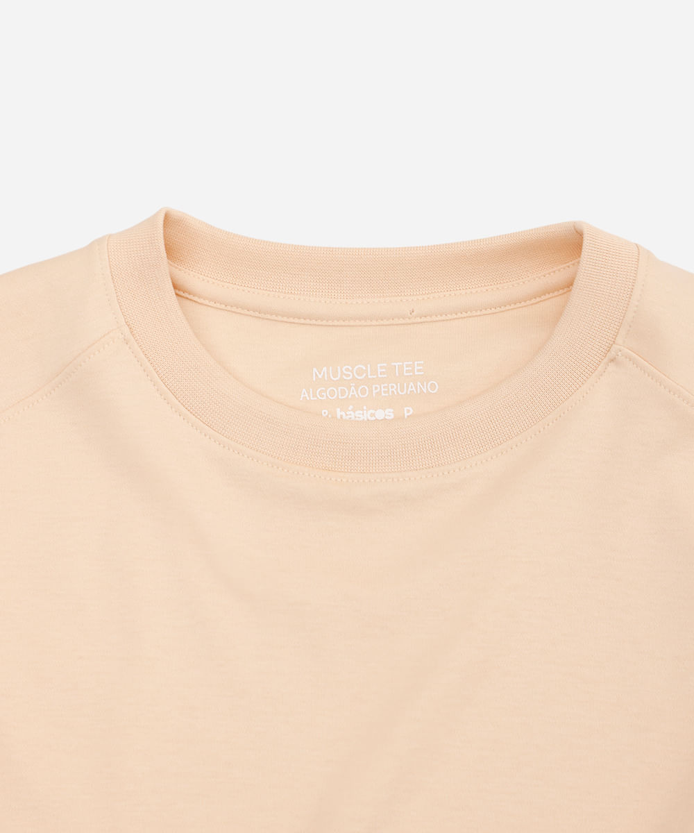 blusa muscle tee feminina de algodão peruano interlock bege