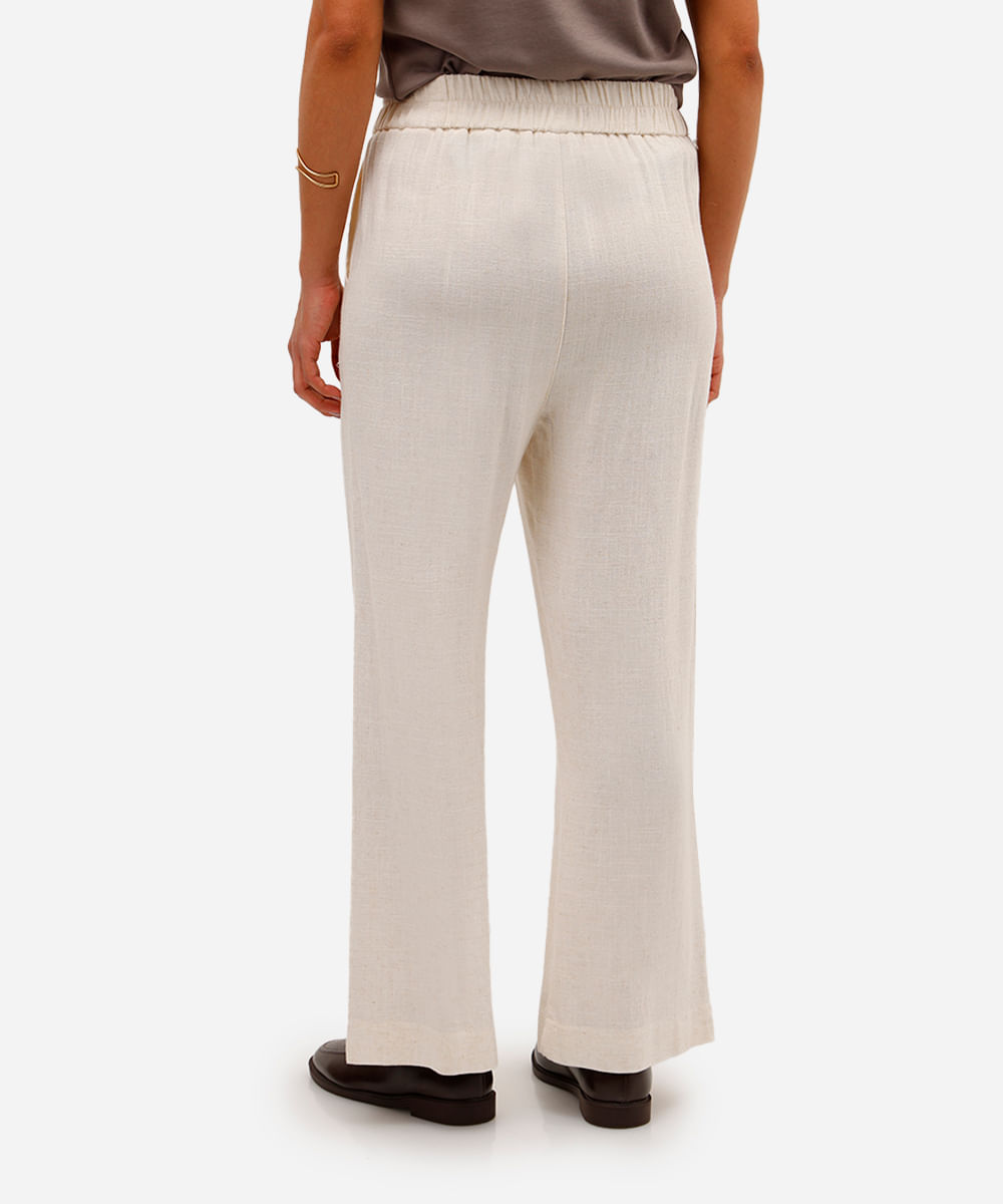 calça clochard feminina com linho bege