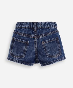 short saia infantil jeans transpassado azul