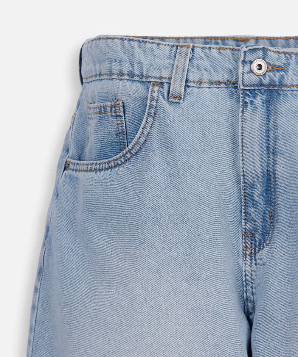 bermuda baggy juvenil jeans azul