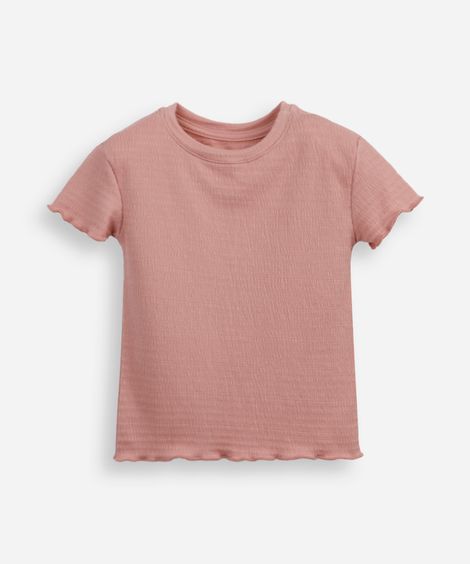 blusa infantil texturizada com frufru rosa