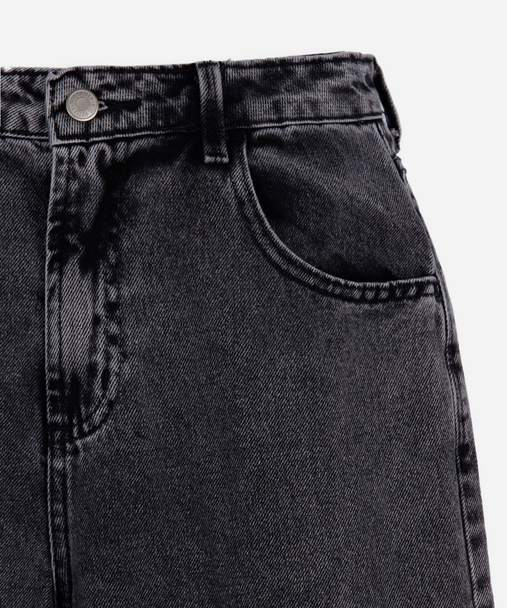 calça wide leg infantil barra dobrada preta