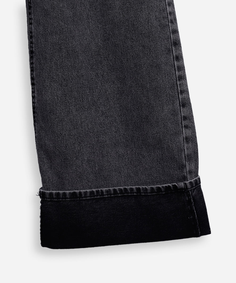 calça wide leg infantil barra dobrada preta