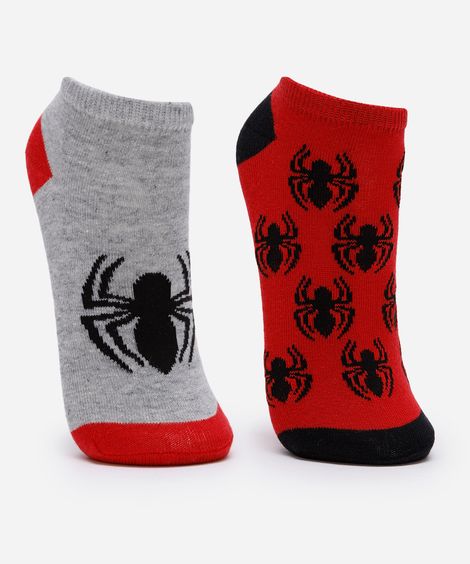 kit de 2 meias infantis cano baixo homem aranha colorido