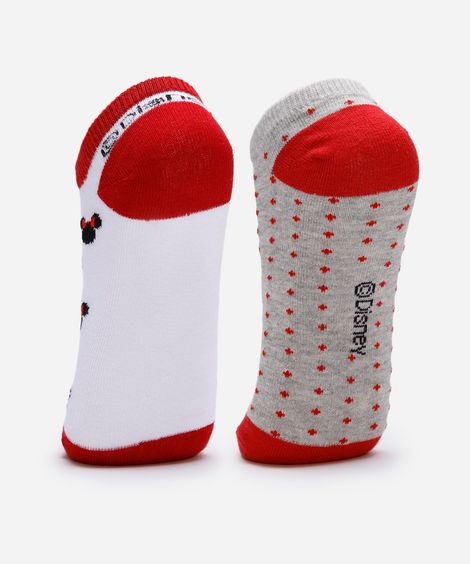 kit de 2 meias infantis cano baixo minnie colorido