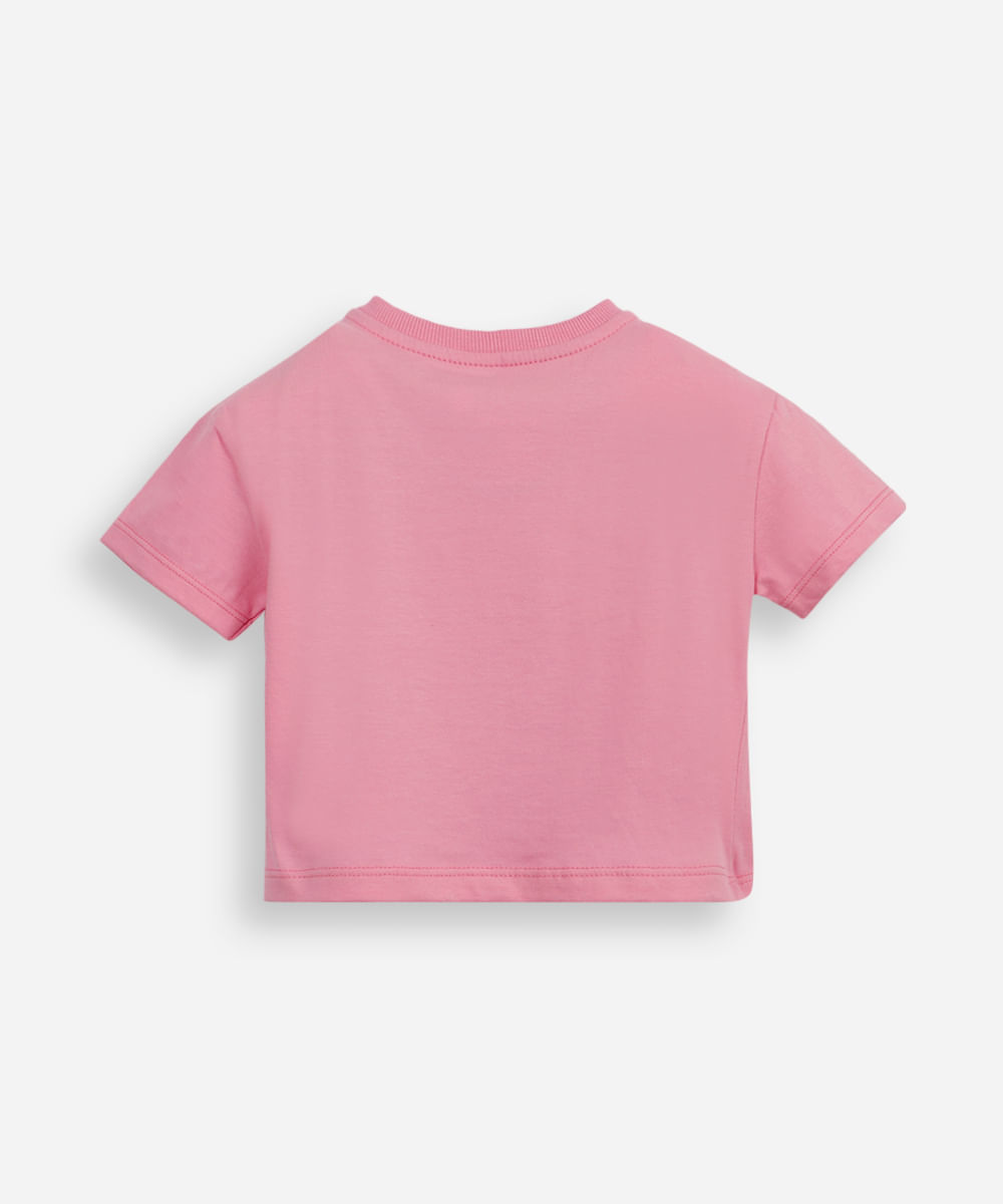 camiseta infantil de algodão hello kitty com paetê rosa