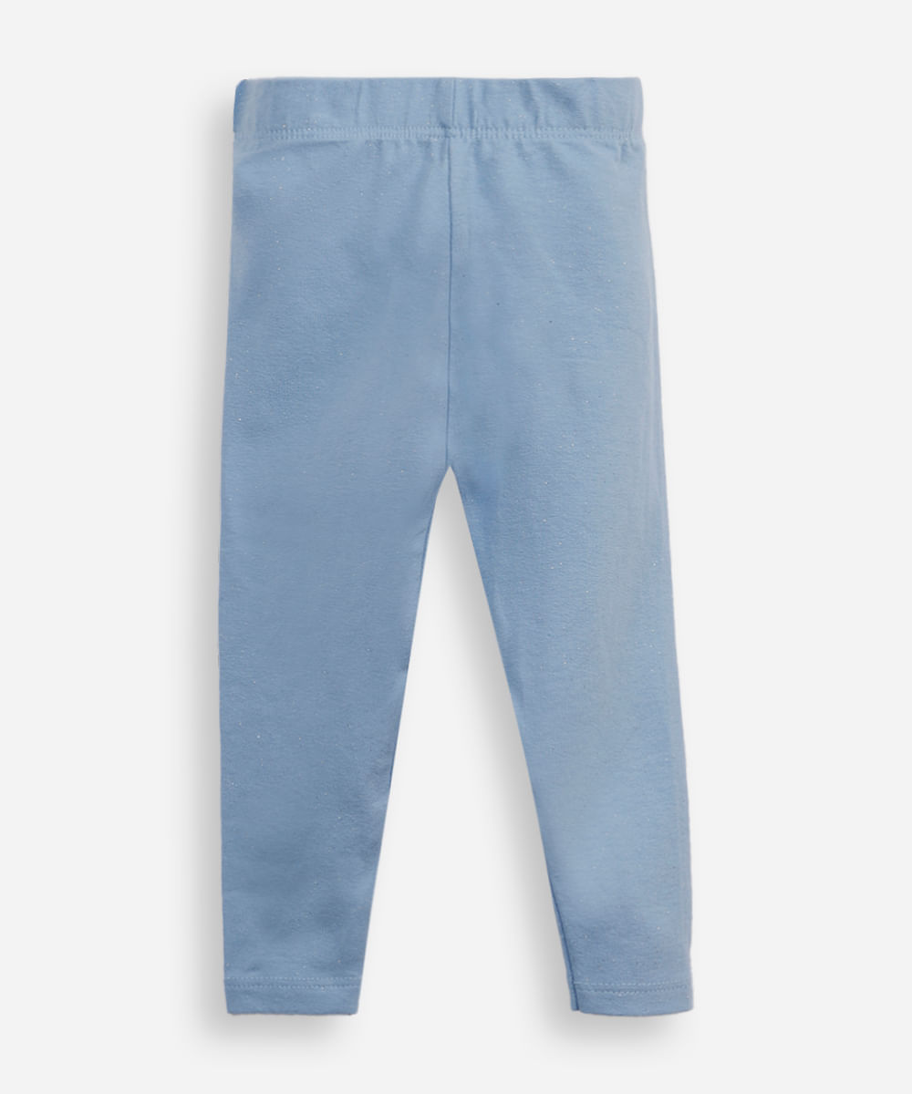 calça legging infantil com glitter azul
