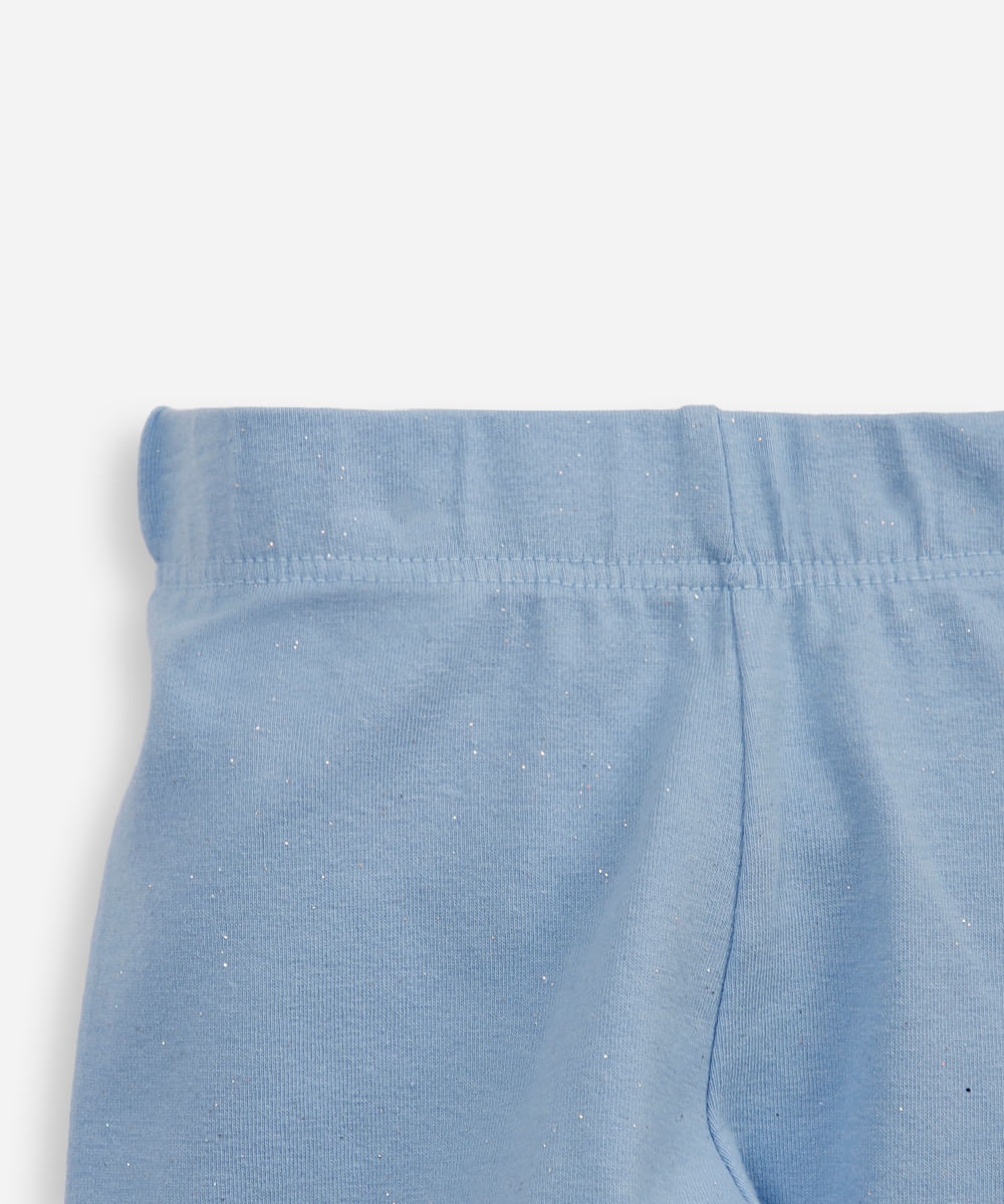 calça legging infantil com glitter azul