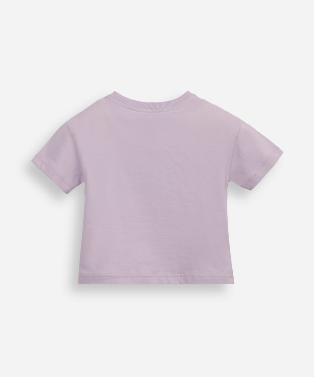 camiseta infantil de algodão bluey com paetê lilás