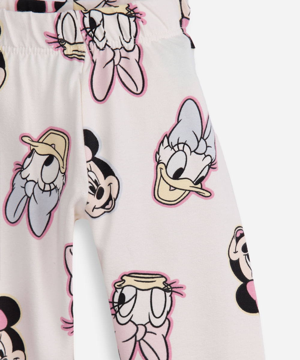 calça legging infantil minnie e margarida off white