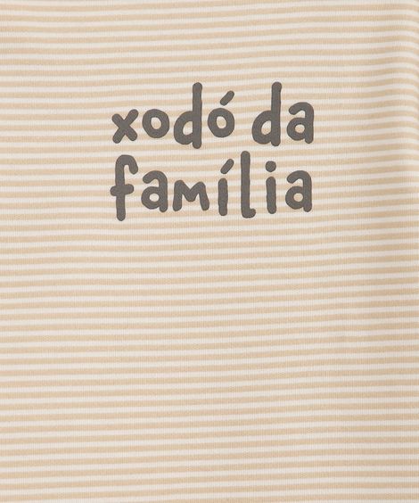 body infantil de algodão xodó da família listrado bege