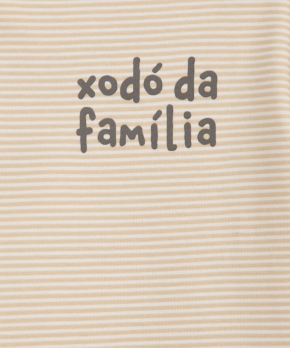 body infantil de algodão xodó da família listrado bege