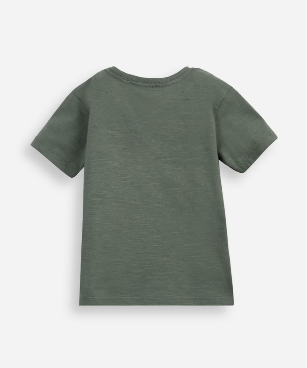 camiseta infantil de algodão jacaré verde