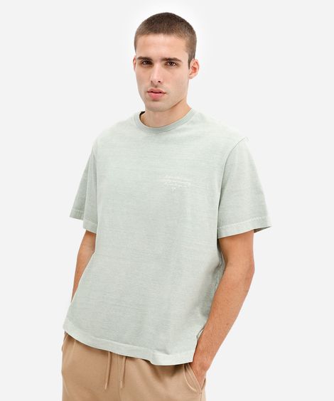 camiseta masculina de algodão manga curta estampada verde