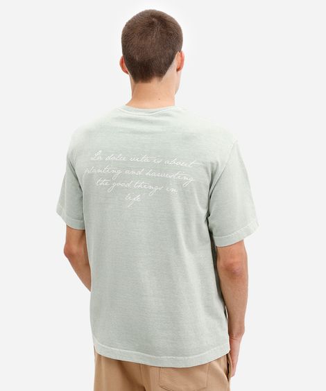 camiseta masculina de algodão manga curta estampada verde