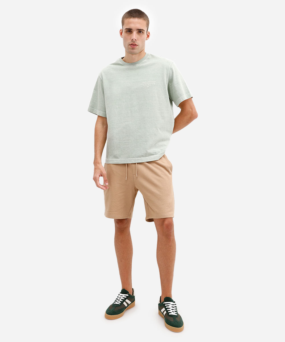 camiseta masculina de algodão manga curta estampada verde