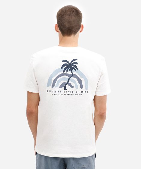 camiseta masculina de algodão manga curta texturizada off white