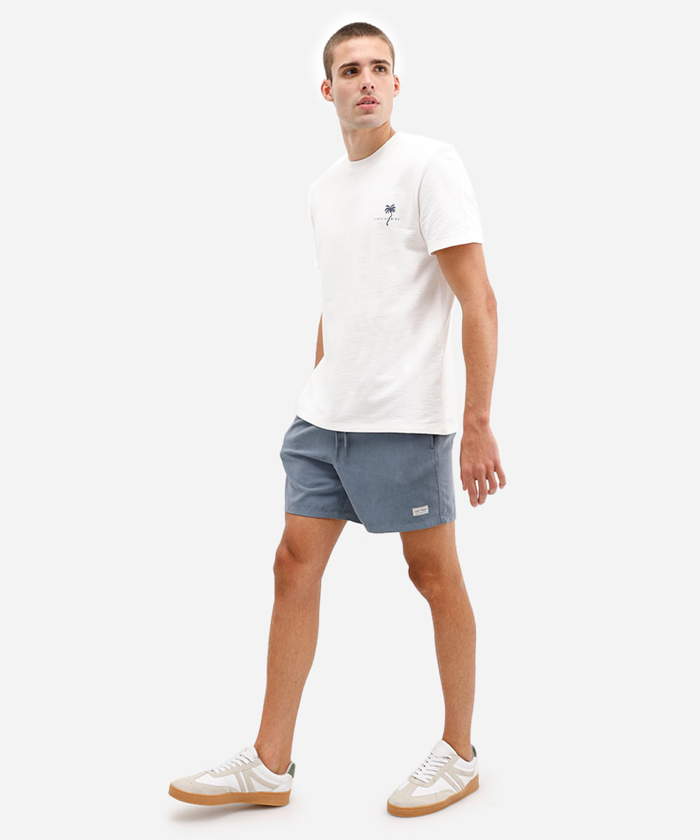 camiseta masculina de algodão manga curta texturizada off white