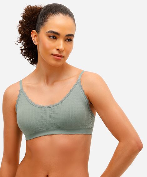 kit 2 sutiãs triângulo de microfibra sem costura com renda colorido