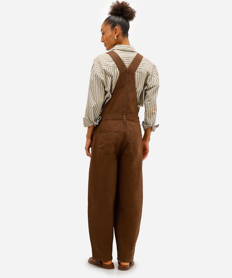 jardineira baggy feminina de sarja marrom