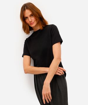 camiseta básica feminina de algodão peruano preta