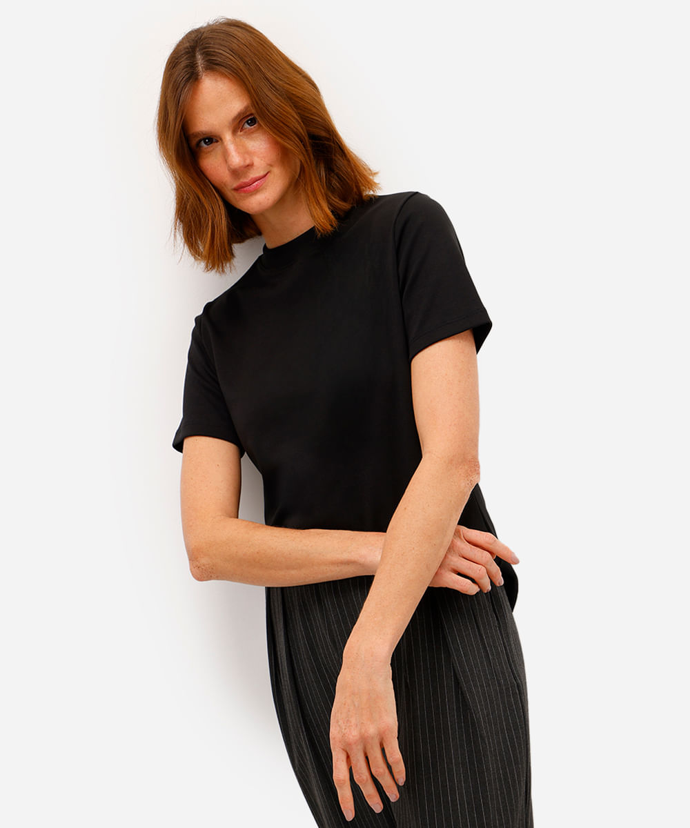 camiseta classic feminina de algodão peruano interlock preta