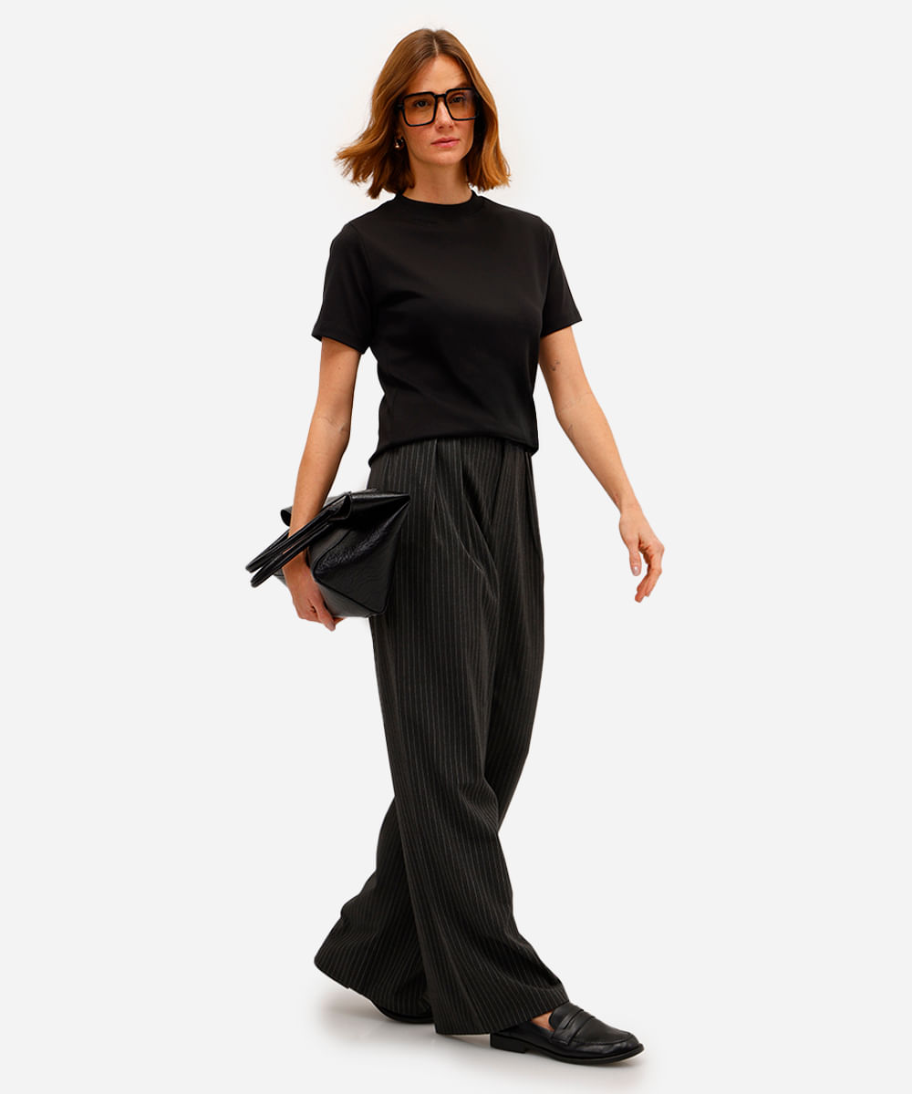 camiseta classic feminina de algodão peruano interlock preta