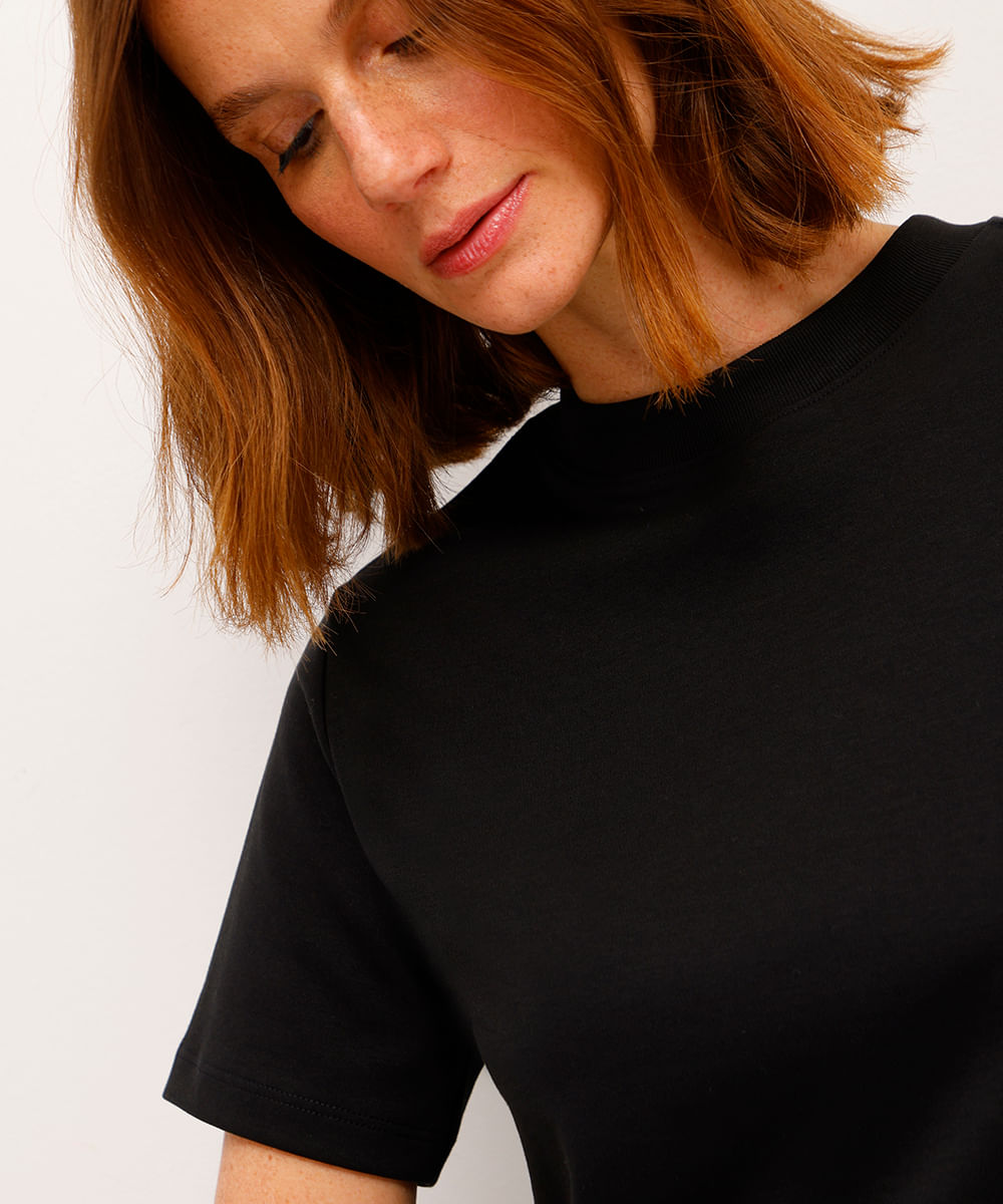 camiseta classic feminina de algodão peruano interlock preta